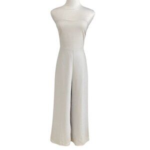 ARITZIA BABATON CLAY GREY STRAPLESS WIDE LEG JUMPSUIT - 00